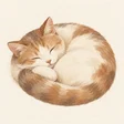 A sleeping cream and caramel cat